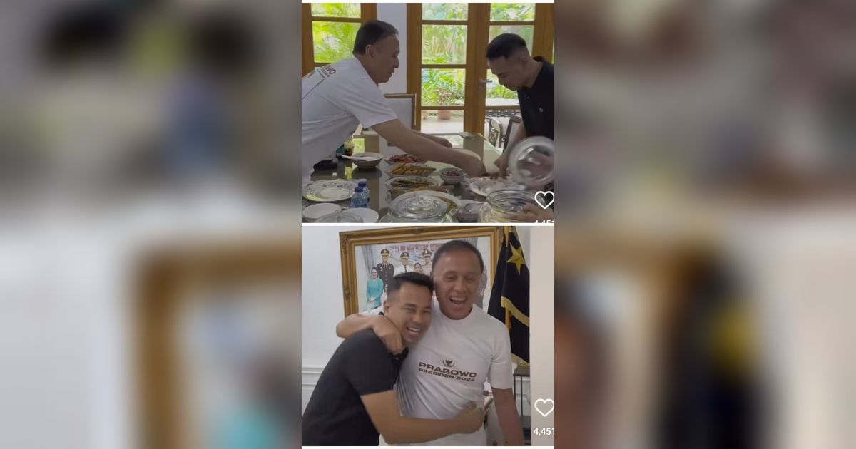 Raffi Ahmad Berkunjung ke Rumah Pensiunan Jenderal Polisi, Makan Siang Bareng Sampai Disendoki Nasi