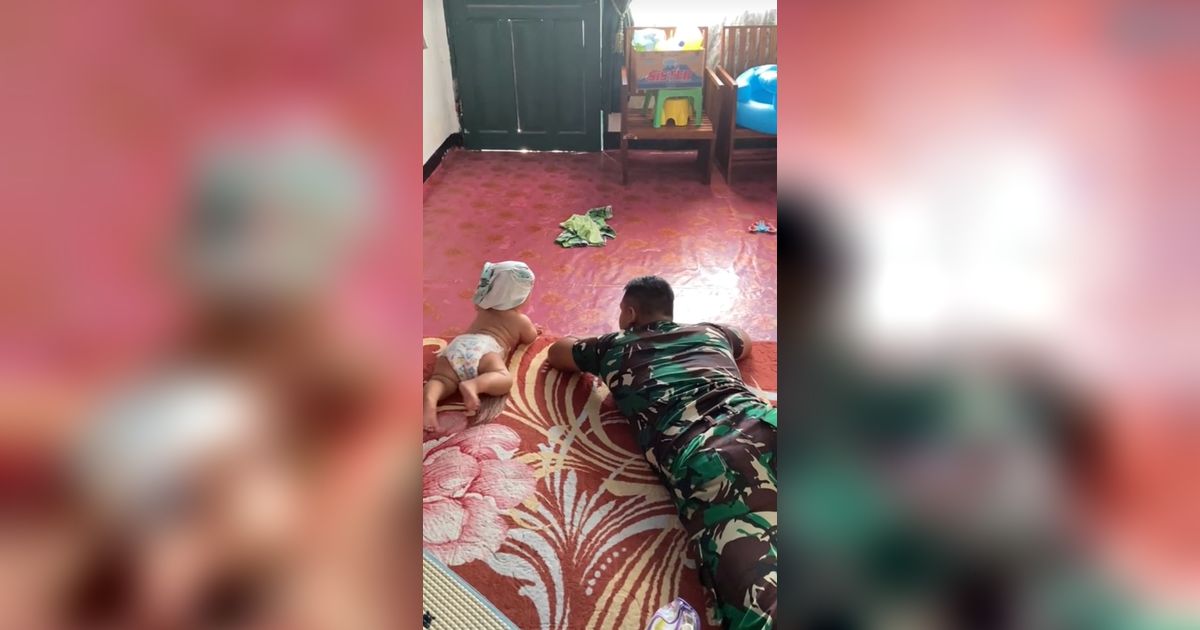 Viral Aksi Prajurit Ajari Anaknya Merayap Bak TNI, Warganet: Militer Sejak Dini