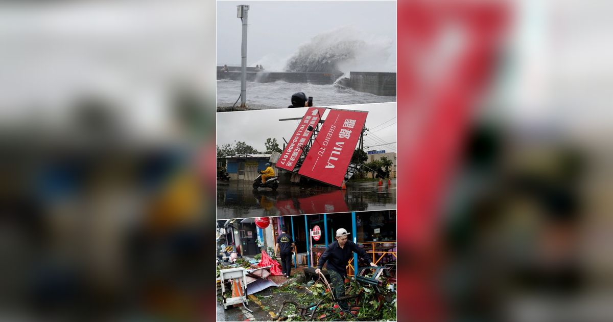 FOTO: Ganasnya Topan Koinu Menyapu Taiwan, Satu Tewas dan 304 Orang Luka-Luka