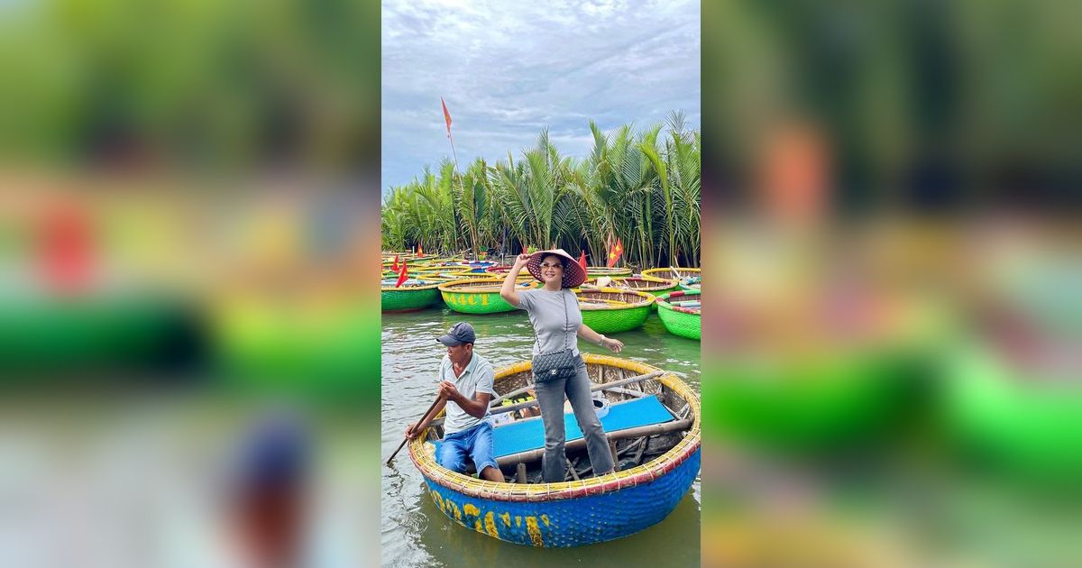 Serunya Bella Saphira Naik 'Coconut Basket Boat' di Vietnam, Potret Cantiknya Bikin Salfok