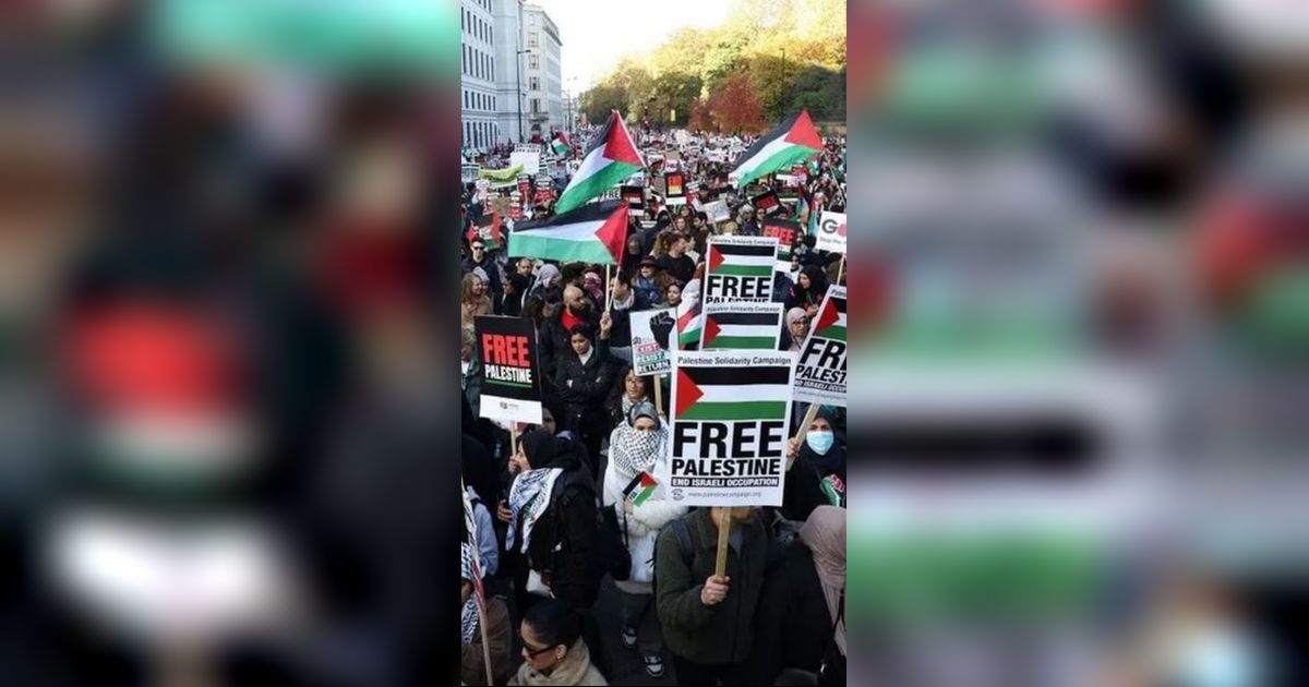 Demo Dukung Palestina Terbesar dalam Sejarah Inggris, Sekitar 500.000 Orang Turun ke Jalan