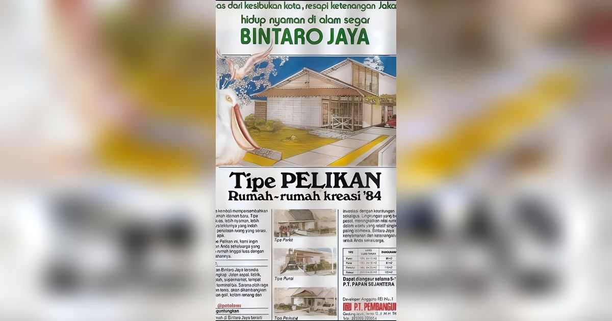 Potret Brosur Perumahan Mewah di Bintaro Tahun 1984 Bikin Elus Dada, Harganya Sudah Bikin Geleng Kepala