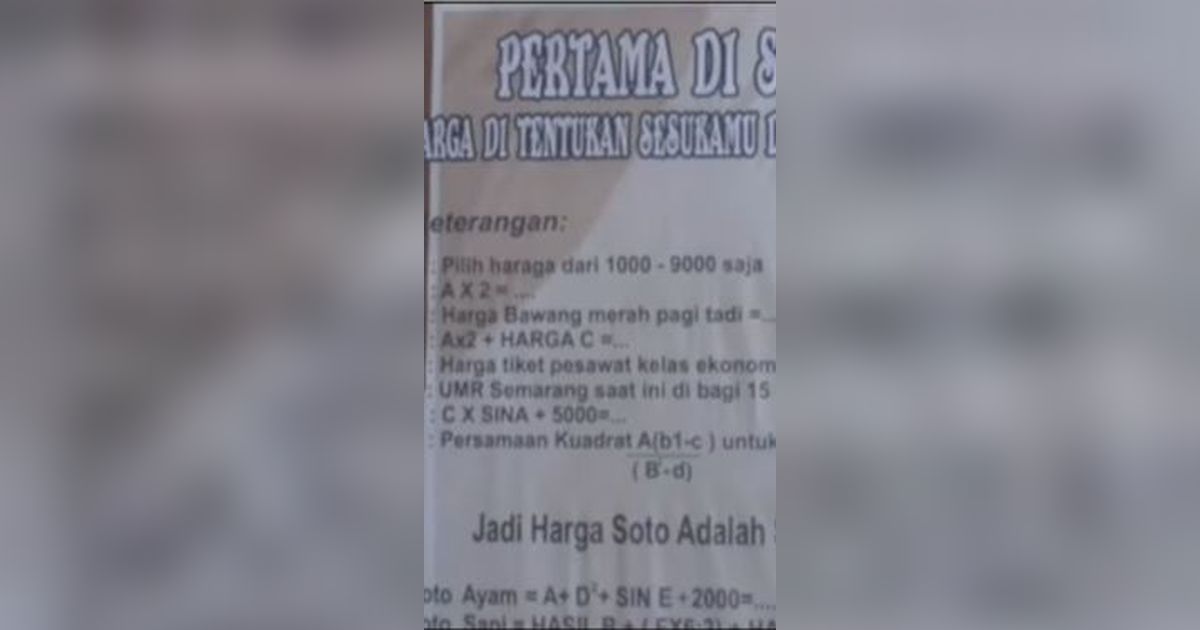 Warung Soto di Semarang Ini Tentukan Harga Pakai Rumus Matematika, Pembeli Suruh Hitung Sendiri