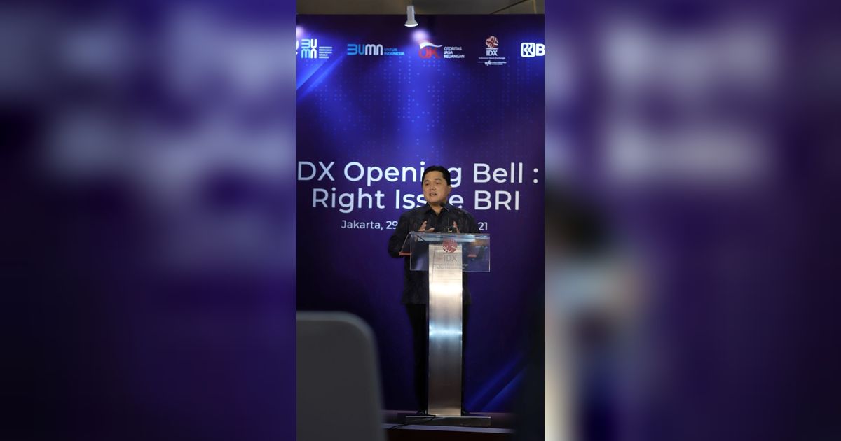 Erick Thohir Puji Kenaikan Saham BBRI 61,5 Kali Lipat Sejak IPO