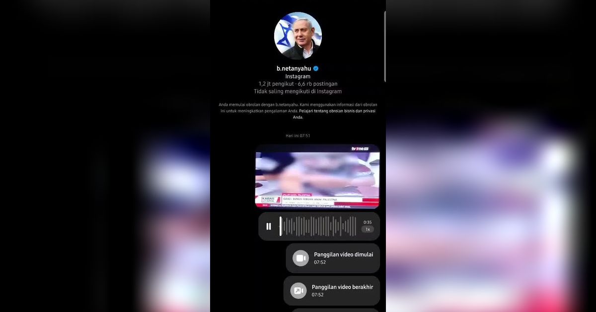 Viral Orang Garut Kirim Voice Note ke Instagram PM Israel, Benjamin Netanyahu Habis Dimaki-Maki