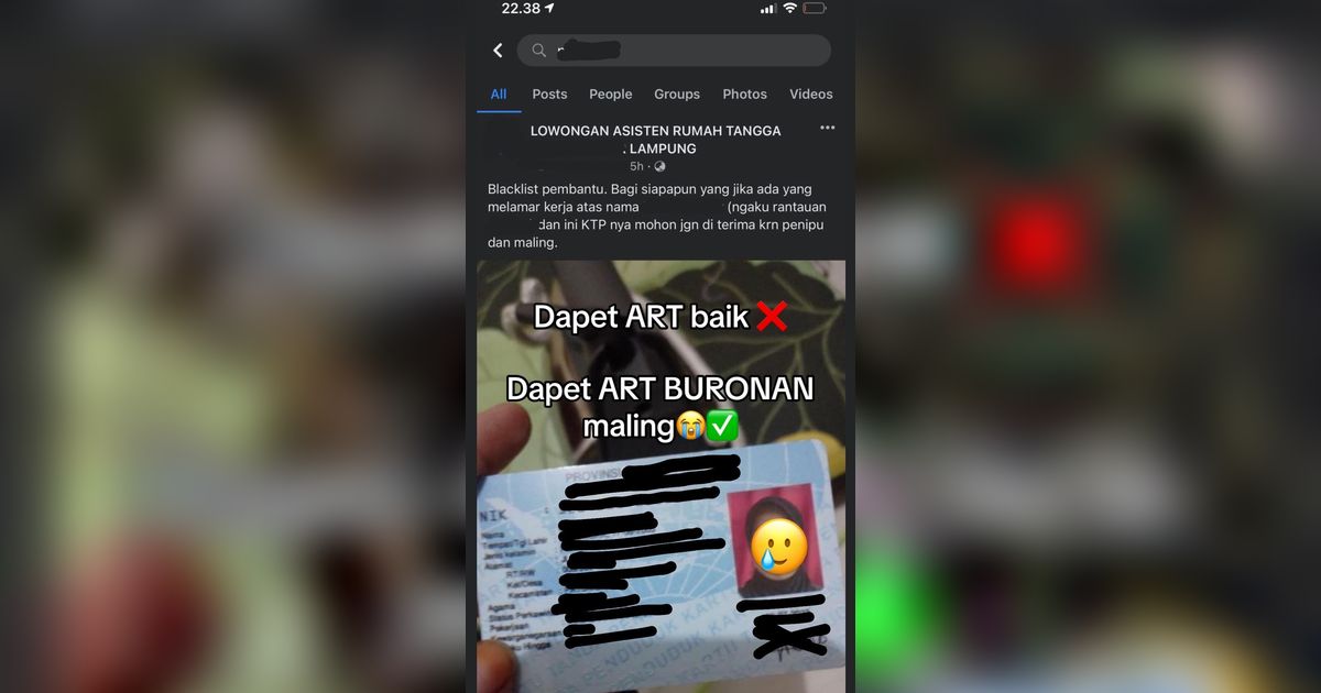 Viral Wanita Ini Ketakutan Dapat ART Melalui Facebook, Ternyata Buronan Majikan Sebelumnya: Baru Sehari Kerja Sudah Bikin Resah