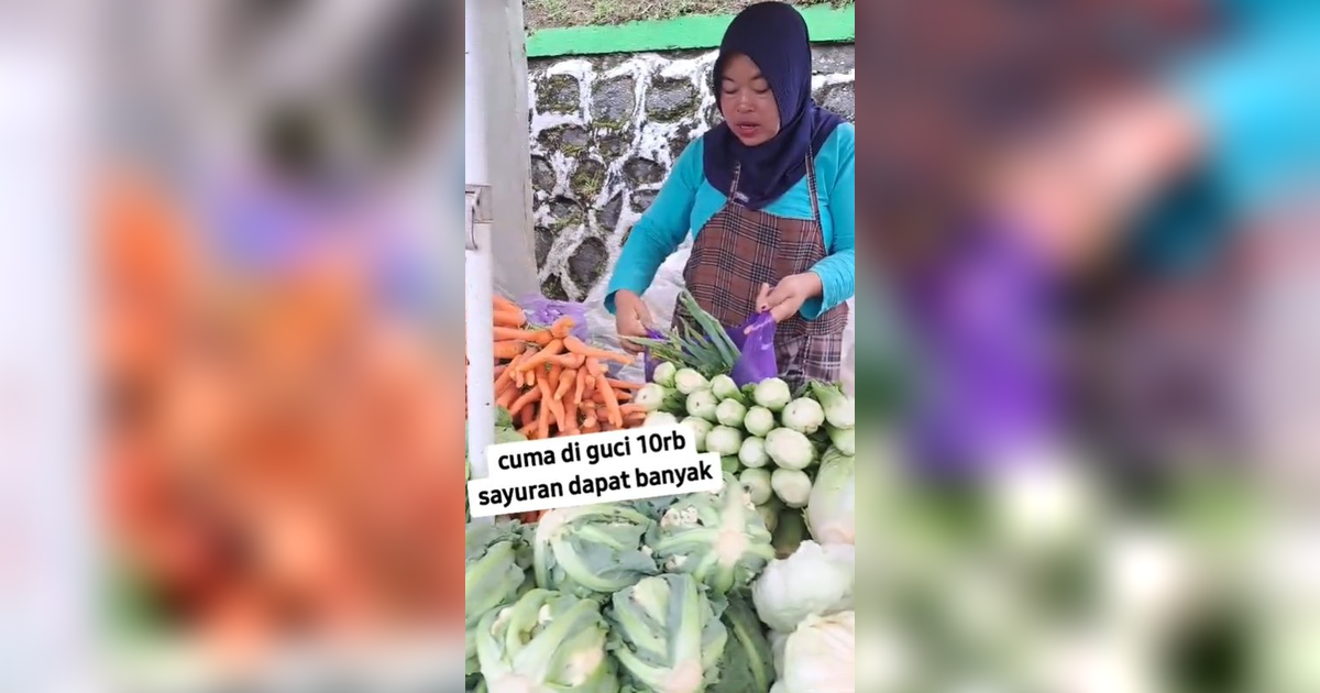 Viral Momen Ibu-Ibu Kegirangan Beli 7 Macam Sayuran Cuma Bayar Ceban