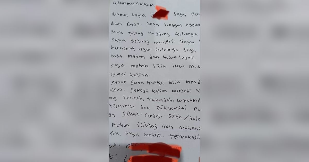 Cerita Haru Perantau Numpang Makan di Hajatan, Kasih Amplop Berisi Surat Menyentuh Hati