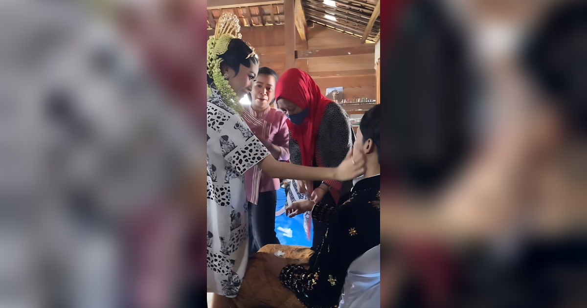 Aksi Pengantin Wanita yang Seorang MUA, Dandani Suami Sendiri