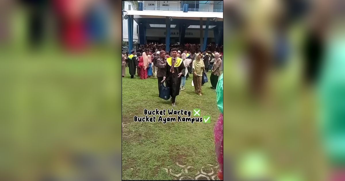 VIDEO: Bukan Bucket Bunga, Wisudawan Ini Kaget Diberi Ayam Kampus