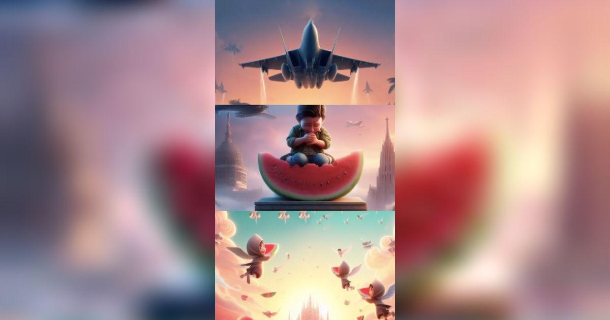 Foto AI Versi Disney Pixar Gambarkan Anak Kecil Palestina Bikin Haru, Ada yang Tutup Mata saat Pesawat Tempur Israel Melintas