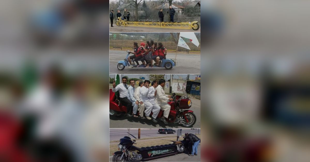 FOTO: Motor-Motor Unik dengan Modifikasi Jok Terpanjang, Ini Penampakannya Sampai Ada yang Bisa Membonceng Kesebelasan Sepakbola!