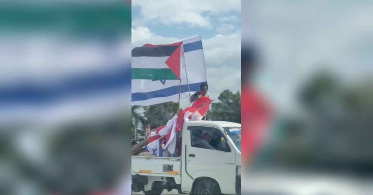 Viral Aksi Damai Warga Papua Kibarkan Bendera Palestina dan Israel, Netizen 'Kok Israel Ukurannya Lebih Gede'