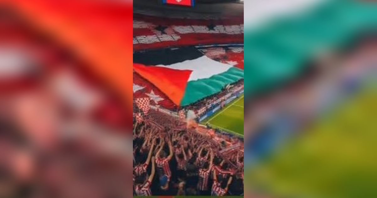 Benarkah Fans Atletico Madrid Bentangkan Bendera Palestina Saat Pertandingan? Begini Faktanya