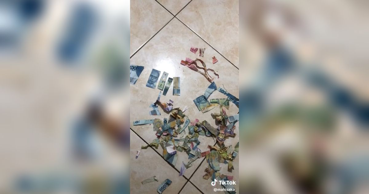 Nyesek Banget! Ibu Temukan Putrinya Gunting Uang Rp100 Ribu dan Rp50 Ribu hingga Jadi Potongan Kecil, Uang Belanja Sirna
