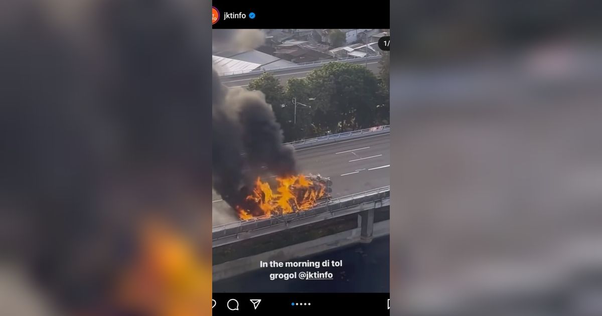 Viral Truk terbakar di KM 16 Tol Dalam Kota, Ternyata Ini Penyebabnya