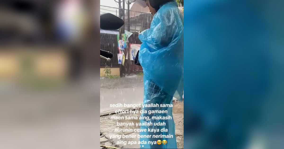 Effort Banget! Wanita Ini Rela Naik Motor Saat Hujan dan Pesankan Taksi Online Buat Pacar