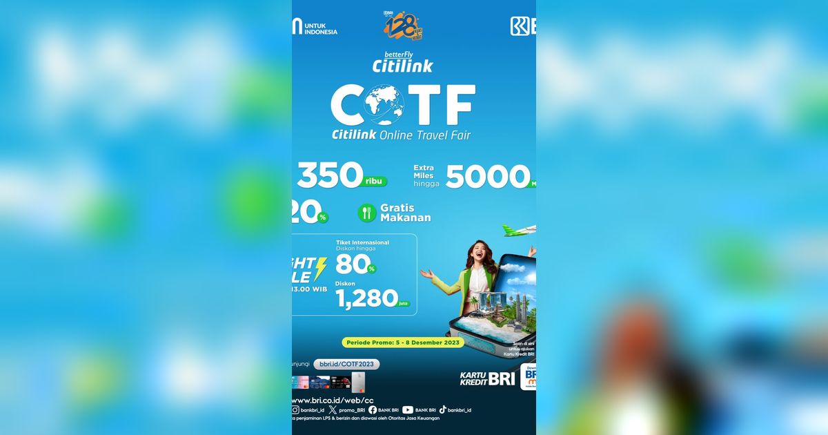 Banyak Promo Meriah! BRI dan Citilink Gelar Online Travel Fair