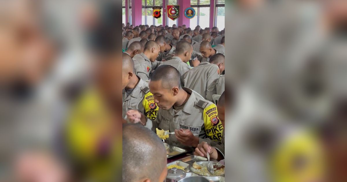 VIDEO: Begini suasana makan pagi siswa Diktukba Polri, kompak dan tertib banget