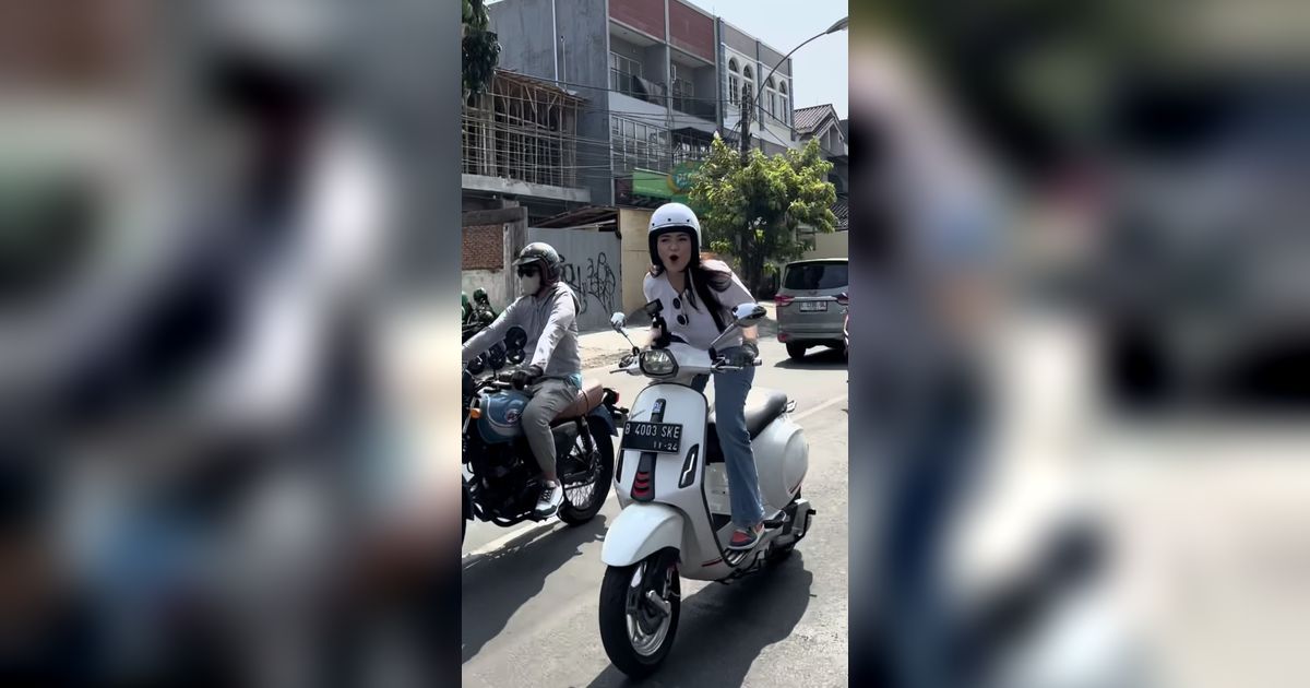 10 Potret Nathalie Holscher Sunmori Naik Vespa - Netizen: Kembali ke Settingan Pabrik