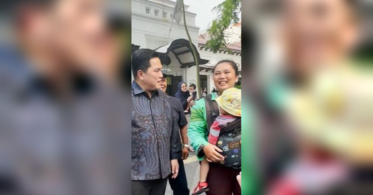 Melihat Ojol Wanita Bawa Anak, Erick Thohir Hatinya Tersentuh Beri Hadiah Tak Terduga