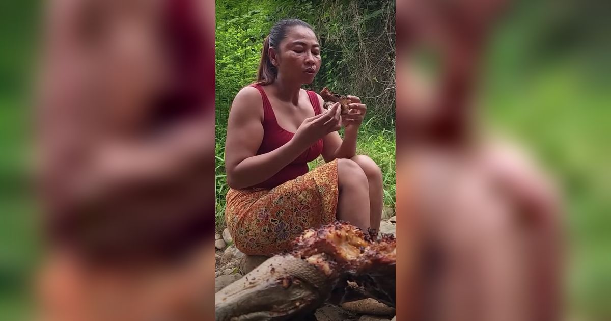 Wanita Pemberani Tangkap Buaya di Sungai, Langsung Dimasak & Dimakan Lahap