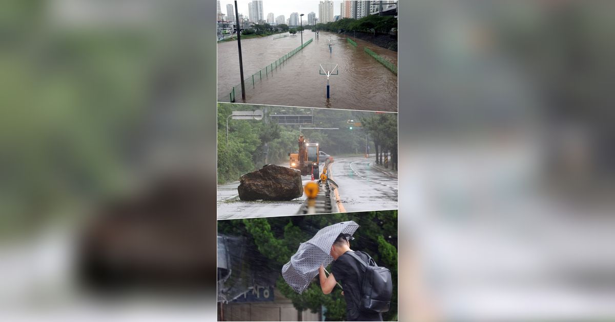 FOTO: Setelah Menghantam Jepang dan Taiwan, Terjangan Badai Khanun Bikin Banjir Parah di Korea Selatan