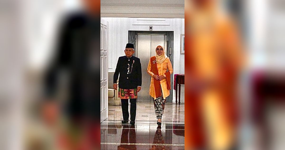 Ditemani Istri, Ma’ruf Amin Hadiri Sidang Tahunan MPR Pakai Baju Demang Khas Betawi