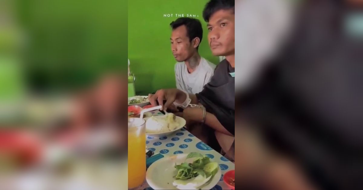Viral Aksi Polisi Ajak Makan Para Tahanan di Warung, Borgol di Tangan Jadi Sorotan