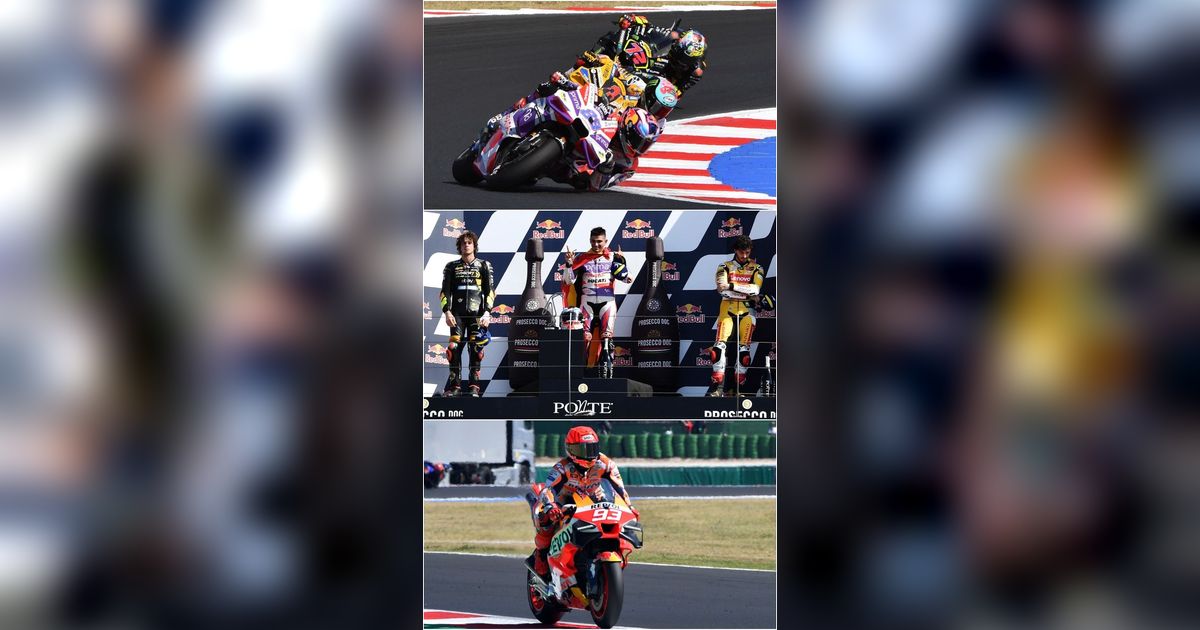 FOTO: Raih Kemenangan Sempurna di MotoGP San Marino, Jorge Martin Bikin Bagnaia dan Bezzecchi Kesulitan Menyalip hingga Marquez Finis ke-7