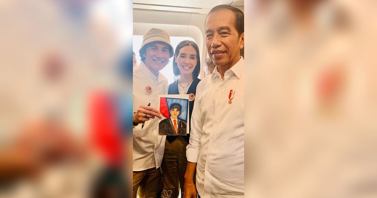 Intip Lukisan Gambar Jokowi Karya Anak Vino G Bastian, Ditanda Tangan Presiden Bikin Jizzy Kegirangan