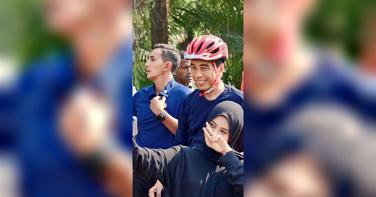 Momen Lucu Wanita Semangat Ngejar Jokowi Ingin Foto Bareng, Berujung Kelindes Sepeda Paspampres