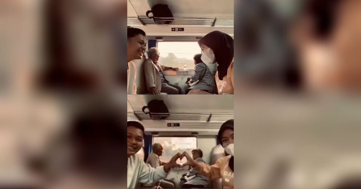 Momen Romantis Sejoli Muda dan Lansia Bercengkrama di Kereta, Kebetulan Langka Bak Mesin Waktu