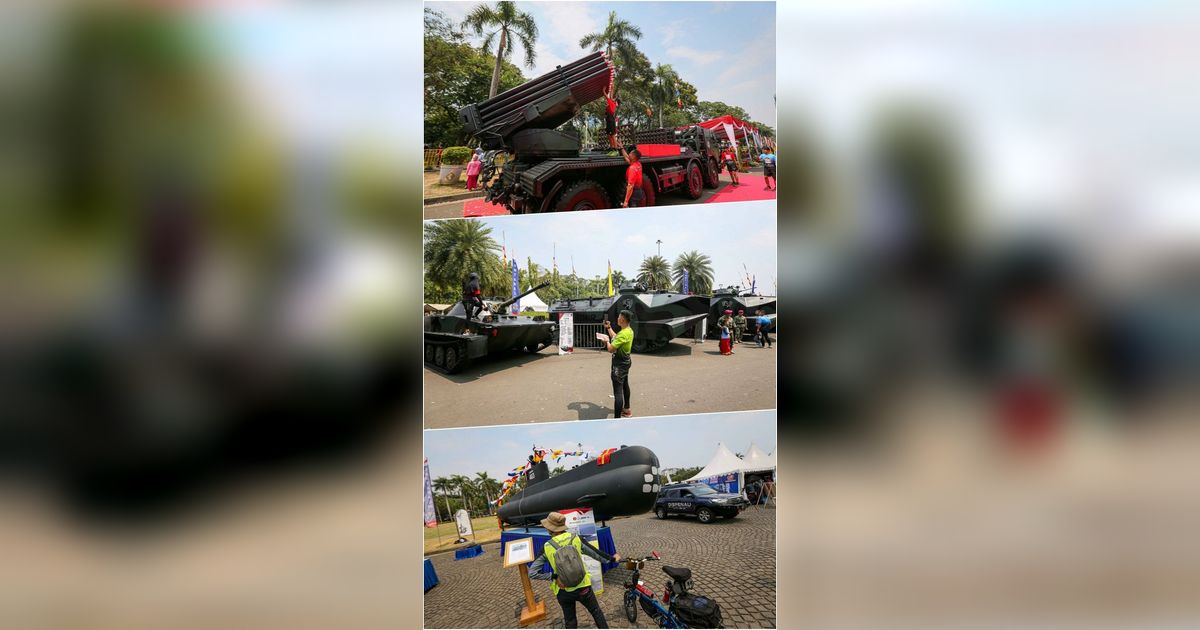 FOTO: Antusiasme Masyarakat Lihat Rudal, Tank Ampibi, Drone Tempur hingga Kapal Selam di Pameran Alutsista TNI di Monas