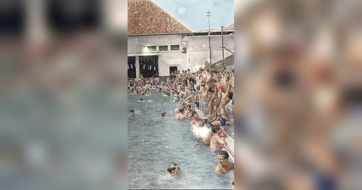Viral Foto Jadul Tentara Belanda Liburan di Kolam Renang Manggarai Tahun 1946, Vibenya Serasa di Hollywood