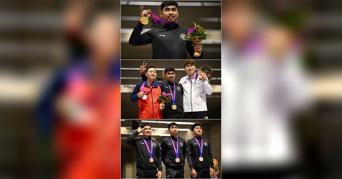 FOTO: Momen Tim Menembak Putra Indonesia Raih Medali Emas dan Perunggu di Asian Games ke-19 Hangzhou