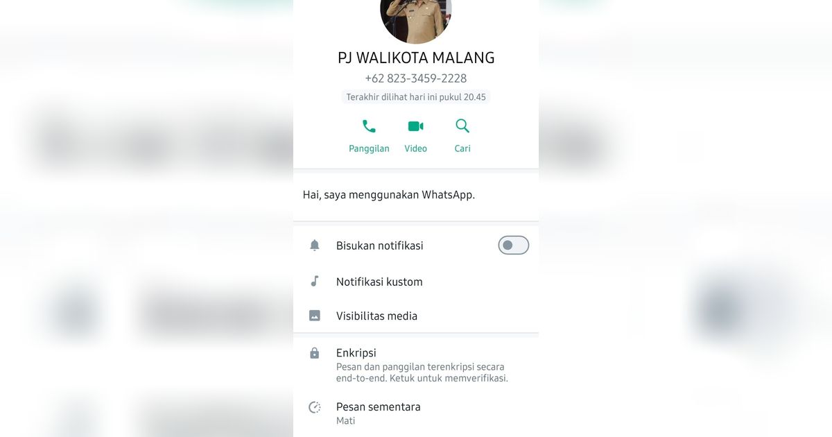 Waspadai Penipuan Modus Foto Profil WhatsApp Pj Wali Kota Malang
