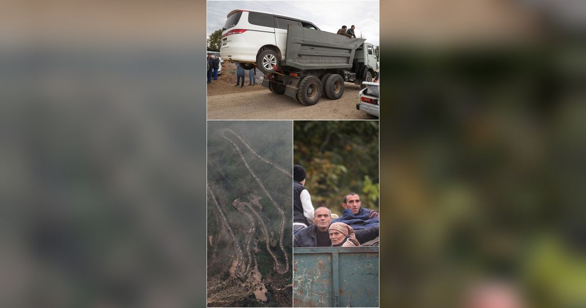 FOTO: Kepanikan Warga Armenia Bondong-Bondong Meninggalkan Wilayah Nagorno-Karabakh Usai Direbut Azerbaijan