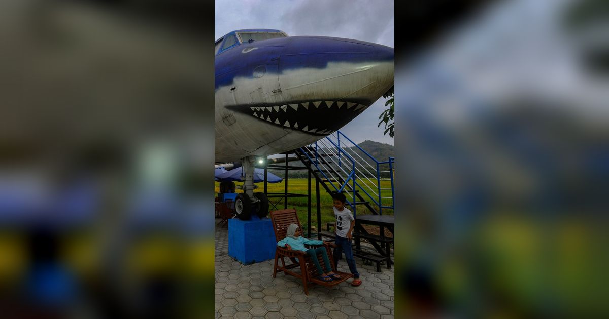 FOTO: Menikmati Sensasi Unik Kafe Pesawat di Tengah Sawah Kabupaten Trenggalek