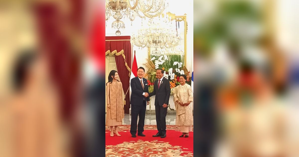 Jokowi Terima Kunjungan Presiden Korea Selatan di Istana Merdeka