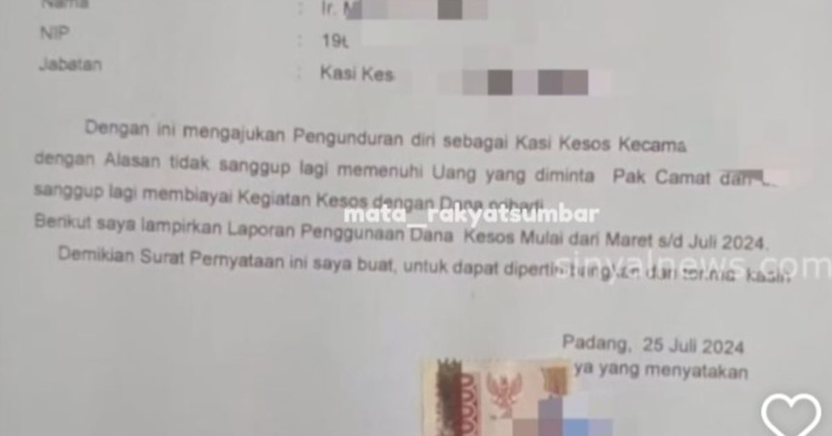 Heboh ASN Padang Mundur dari Jabatan karena Tak Sanggup Penuhi Permintaan Uang dari Atasan