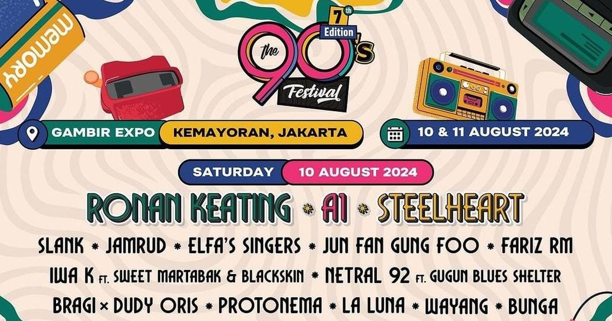 Intip Line Up The 90's Festival 2024, Ada Ronan Keating, Suede, Hingga Frente!