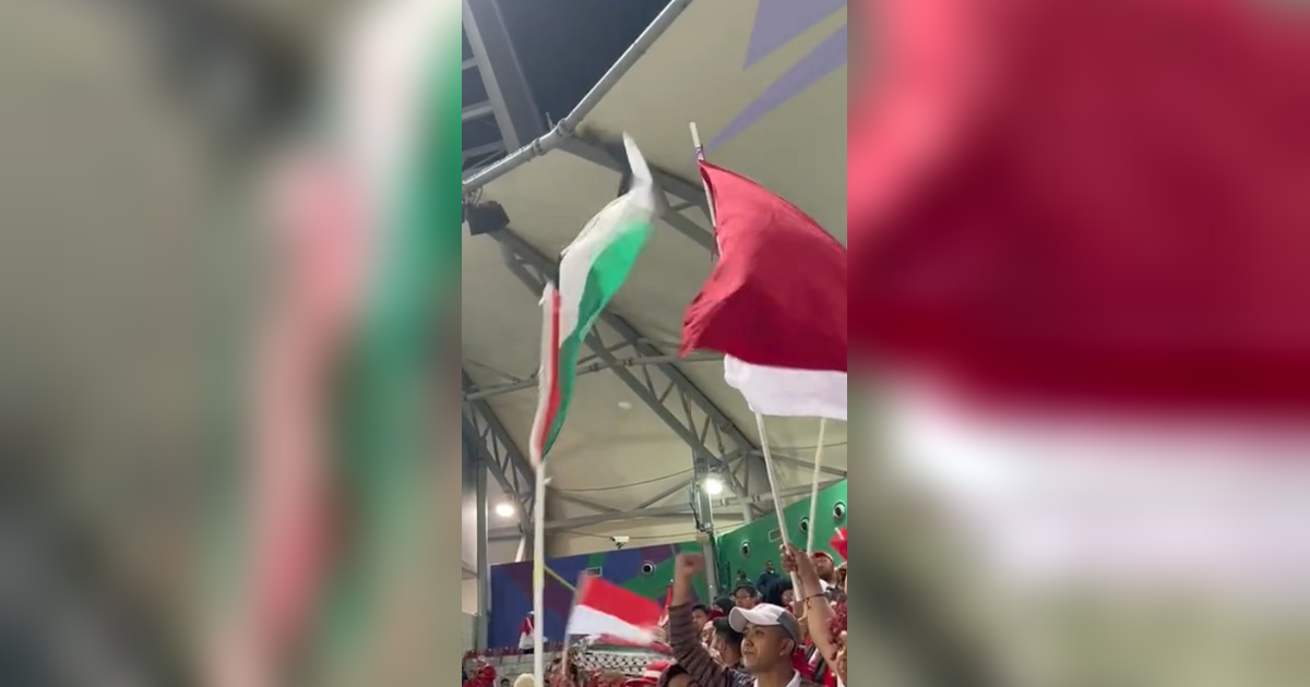 Menggema di Stadion, Momen Supporter Indonesia Serukan Yel-yel 'Free Palestina' di Piala Asia 2023