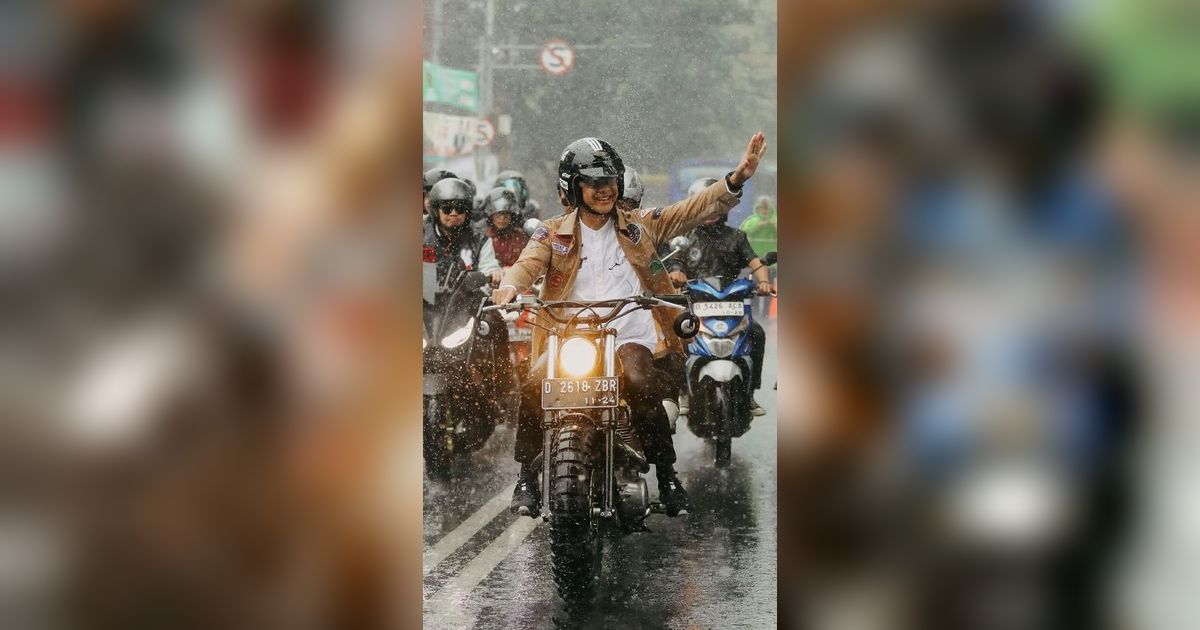 Momen Ganjar Motoran di Bandung Saat Hujan, Netizen: Kirain Dilan