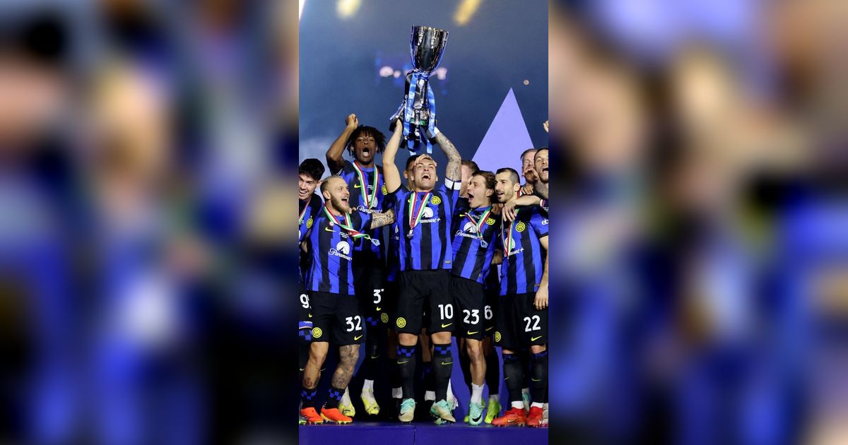 FOTO: Euforia Inter Milan Angkat Trofi Juara Piala Super Italia 2023/2024, Lautaro Martinez Memang Layak Jadi Pahlawan