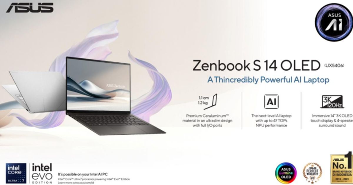 Laptop Premium Masa Kini, ASUS Zenbook S 14 OLED (UX5406) Hadir dengan Performa Ultra dalam Desain Tipis