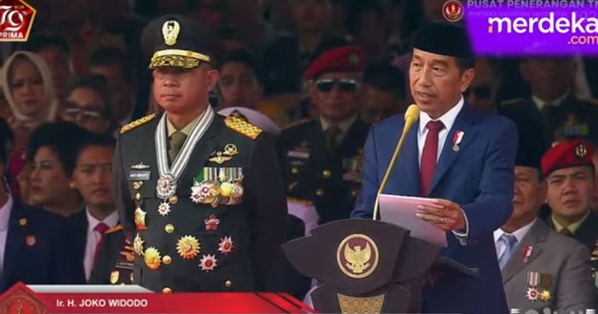 Momen Presiden Jokowi Sampaikan Terima Kasih Khusus untuk Prabowo Subianto di HUT ke-79 TNI