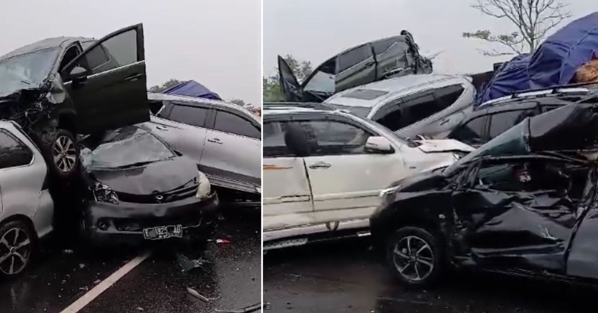 FOTO: Kondisi Mengerikan Kecelakaan Beruntun di Tol Cipularang, Mobil Ringsek dan Bertumpuk