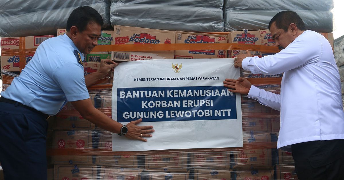 FOTO: Menteri Imipas Kirimkan Bantuan Kemanusiaan untuk Korban Erupsi Gunung Lewotobi Laki-Laki Pakai Hercules