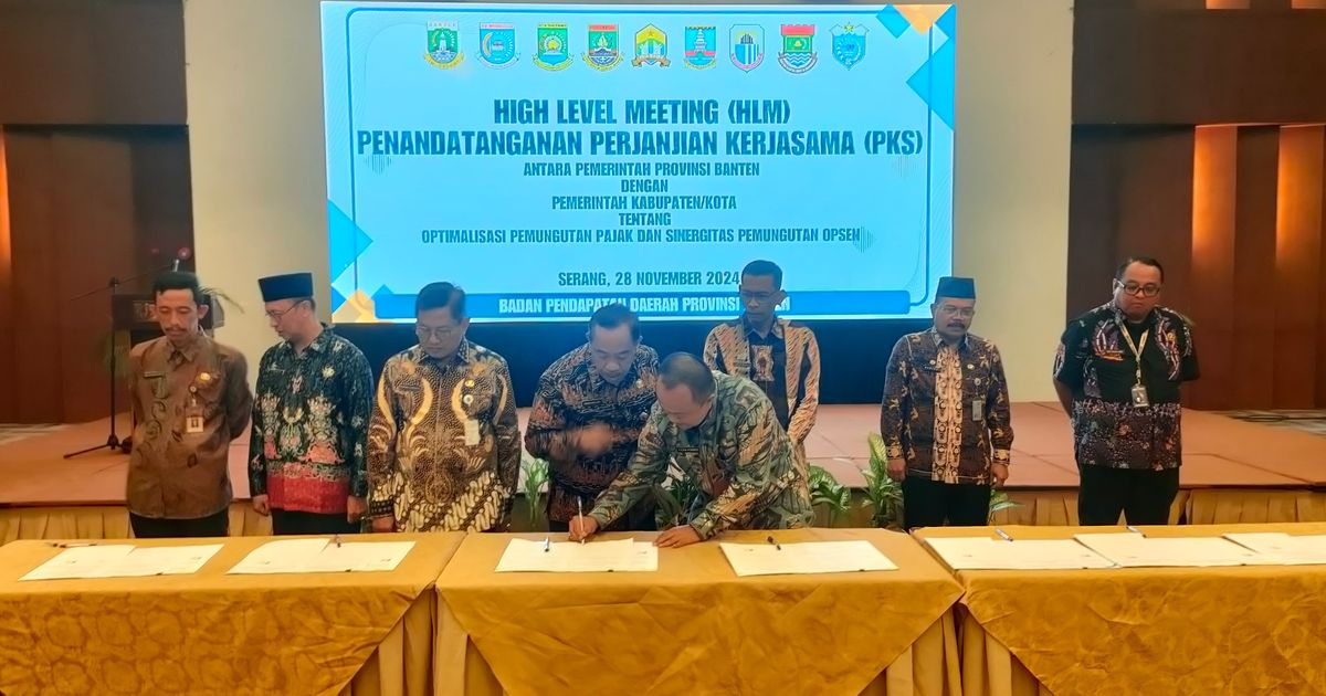 Optimalkan Pendapatan Daerah, Pemprov Banten dan Kota Cilegon Tandatangani PKS Pajak Kendaraan